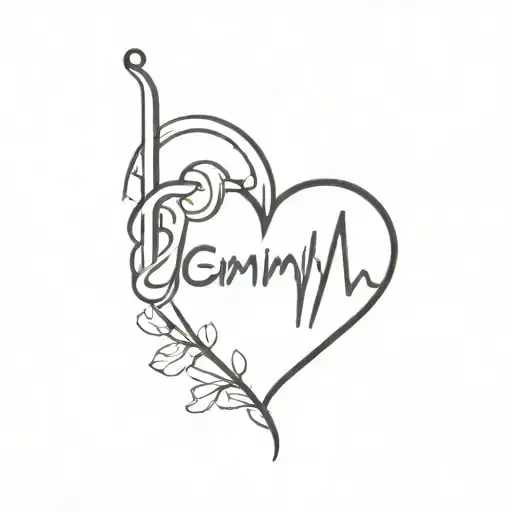 Gemini Sign And Heart Beat Line