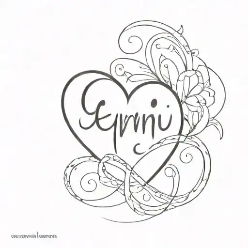 Gemini Text And Heart Beat Line