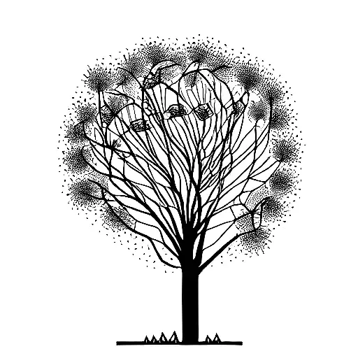 Tree Surrounded By Dandelions