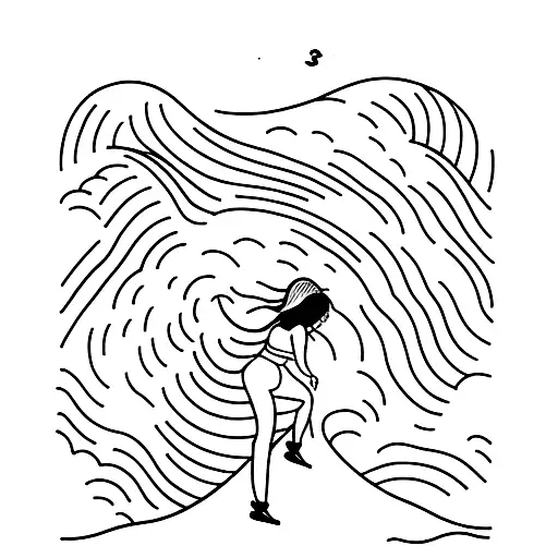 A Girl Crossing An Ocean Wave