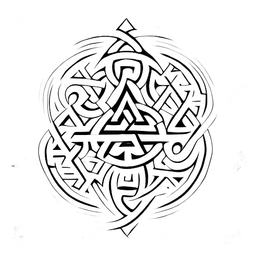 Valknut Symbol With Runes