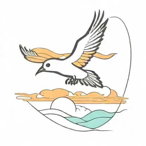 A Silhouette Of A Bird In Flight Against A Colorful Sunset