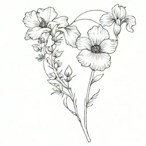 Poppy And Iris Flower Infinity Symbol