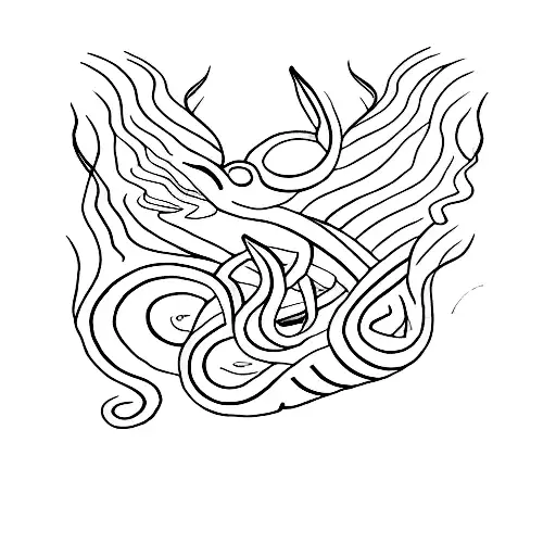 Design A Minimalist Tattoo Of A Snake Wrapped Around A Stylized Fire Symbol
