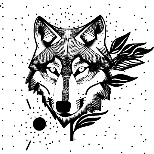 Wolf With Trees Made Out Of A Single Line