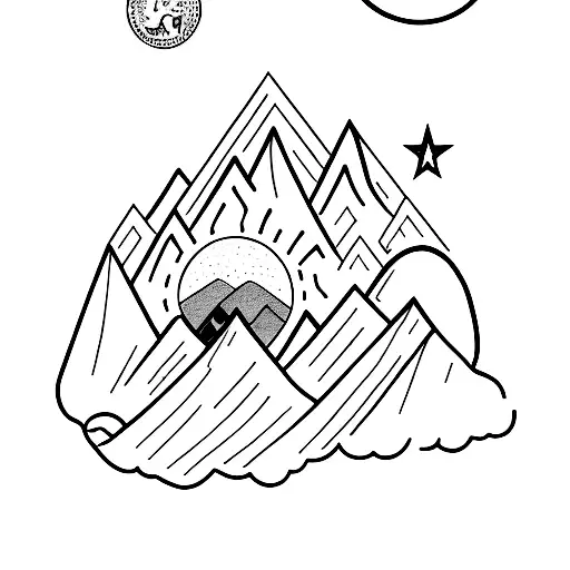A High Mountain With An Astronaut On It And A Camping Tend
