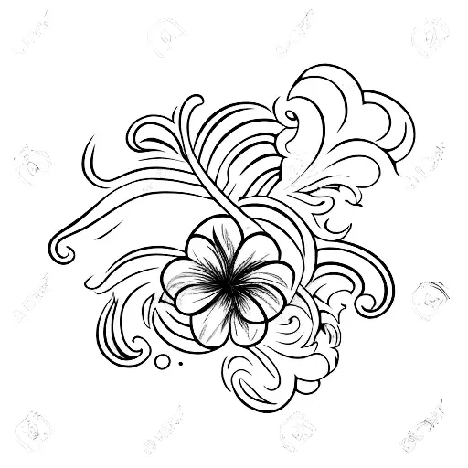 A Vintage-inspired Hawaiian Flower Surrounded By Ocean Waves
