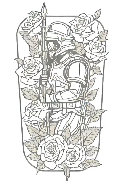 A Collage Of A Christian Soldier Intertwined By Roses