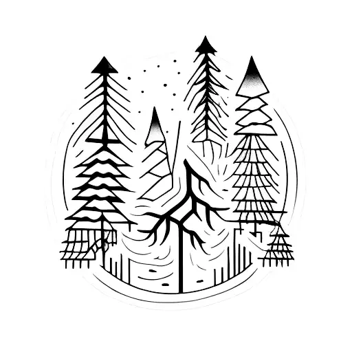 A Bioluminescent Forest With Glowing Nails As Trees