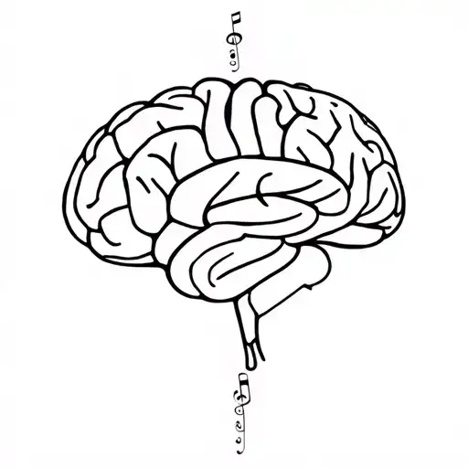 Brain With Music Note And Words Written Upside Down
