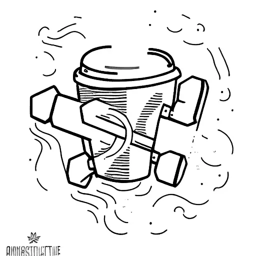 A Minimalist Tattoo Of A Dumbbell And A Coffee Cup Combined Together