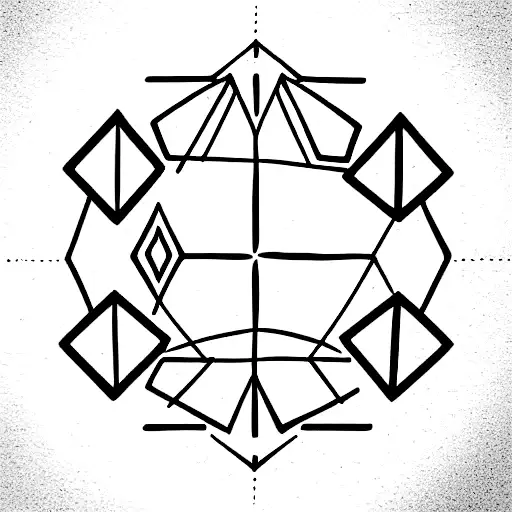 Norse Symbols Inside A Simple And Regular Hexagonal Border