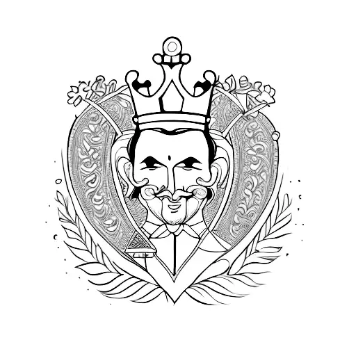 A Line Art Version Of The King Of Hearts Statue