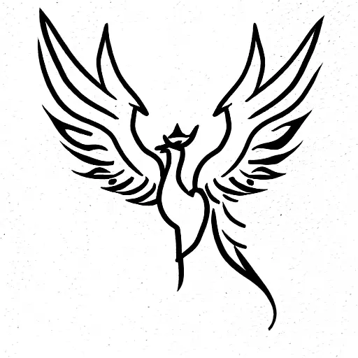 Pheonix Wings With Crown In The Middle