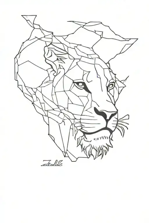 African Map With A Lion Head In