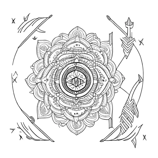 Mandala With Flowers And Arrow