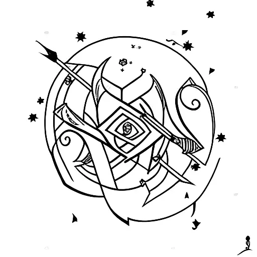 Arrow With Roses And Stars