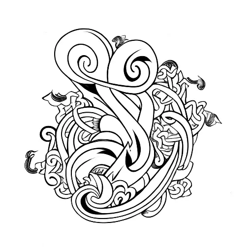 Black Thin Line Design Of A Infinity Sign With A Heart Infused Into The The Infinity Sign