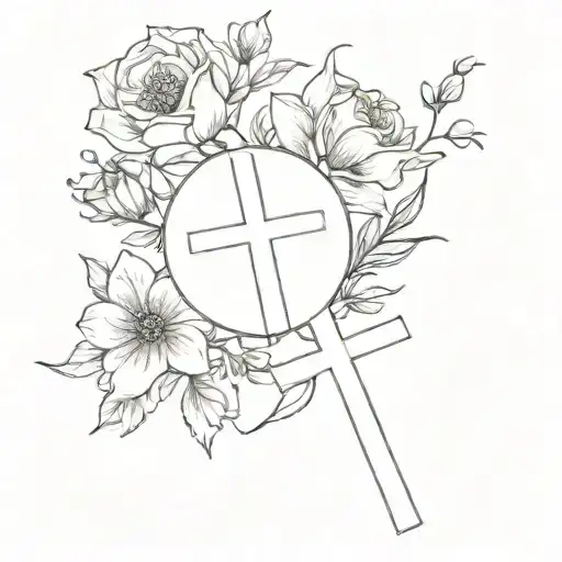 Cross With Birth Flowers For March August And September