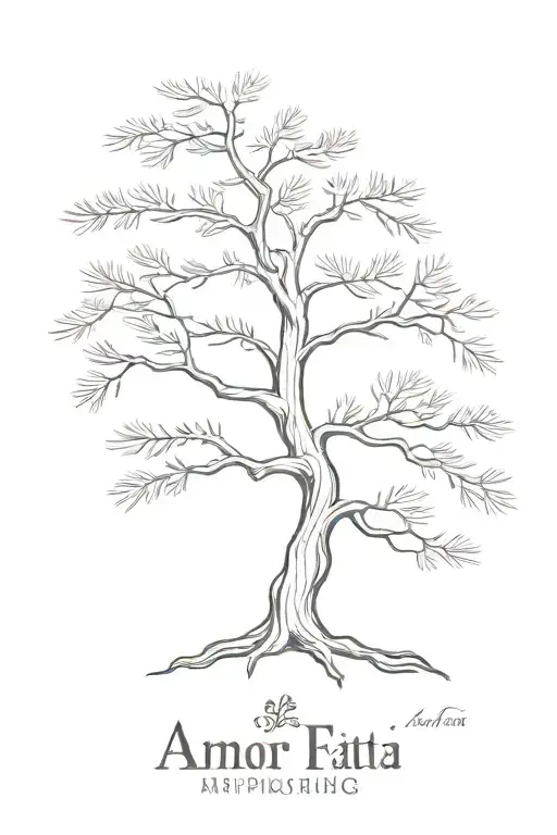 Pine Tree With Amor Fati Written Under The Trunk