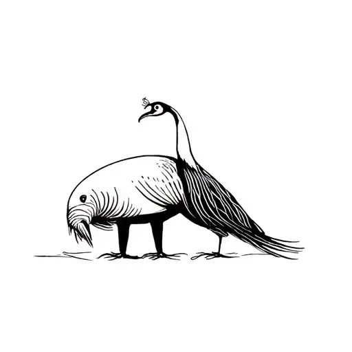 Walrus With Peacock Standing On It
