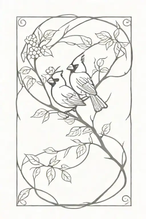 Cardinal And Cross Surrounded By Vines