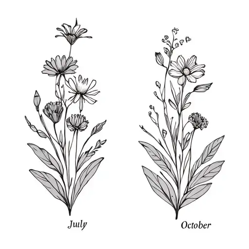 2X July And 1X October Birth Flower Bouquet