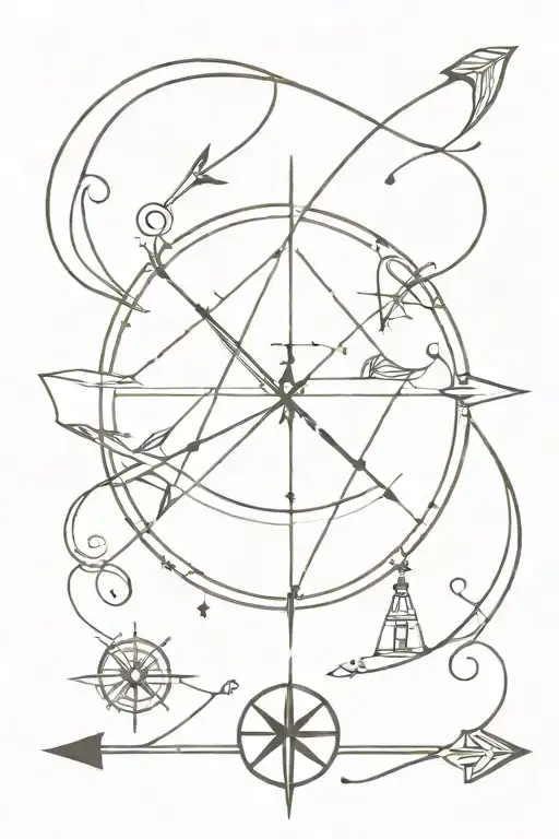 Bow And Arrow And Compass