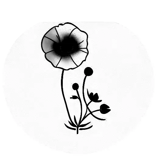 Moon With Larkspur And Poppy Flowers