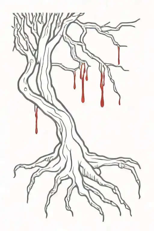 Tree Root Growing With Blood Dripping