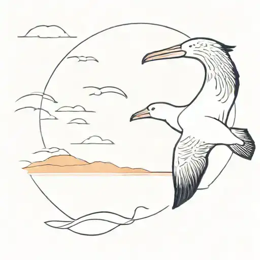 Wandering Albatross Shillouette Against Sunset