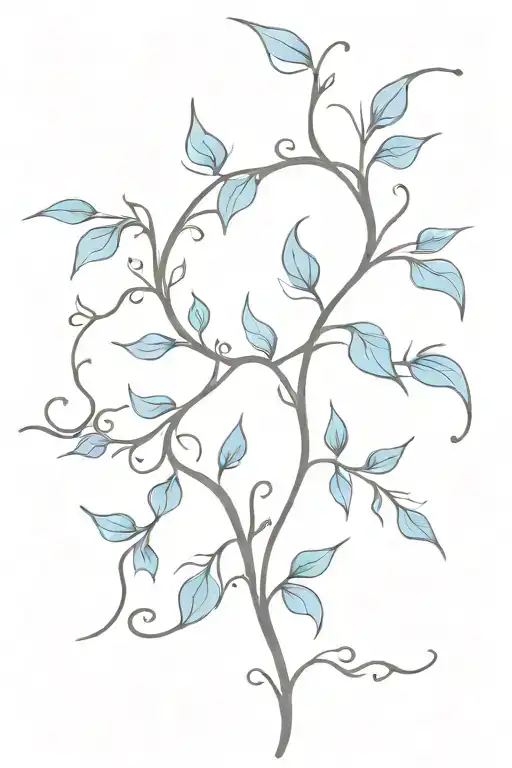 Long Vine Growing With Blue Leaves