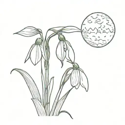 Snowdrop Flower With Full Moon Surrounded
