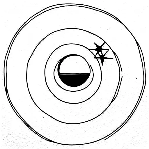 Imperfect Heart Shaped Thin Outline With Moon And Sun And Star Detail
