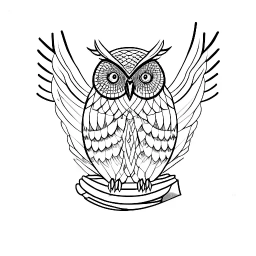 Minimalist Owl Perched On A Technological Gear