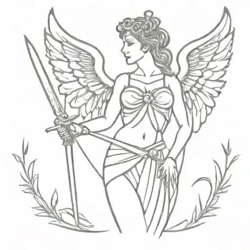 Roman Goddess Victoria With Sword And Wings