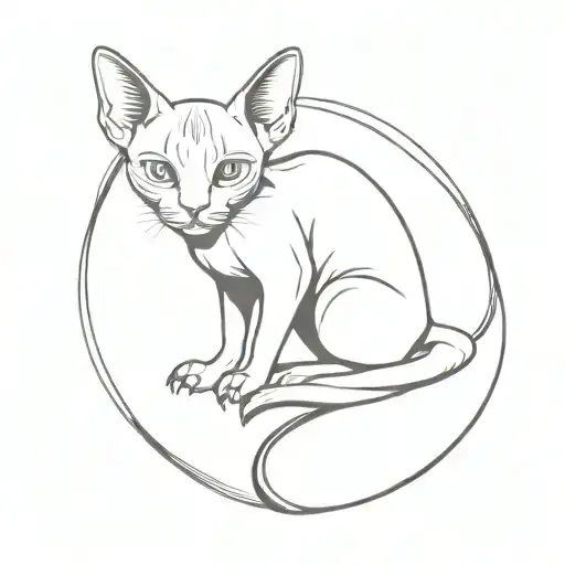 Sphinx Cat Curled Like Yin Yang Symbol
