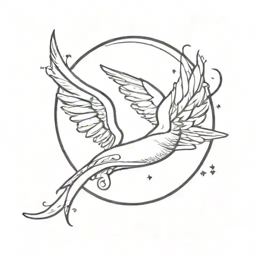 A Crescent Moon With Delicate Angel Wings Extending Outward
