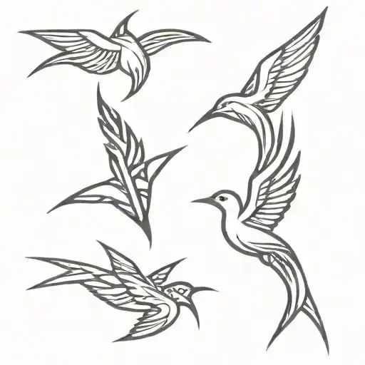 Neo Tribal Symbols Intertwined With A 4 Inch Swallow And A 3 Inch Dagger