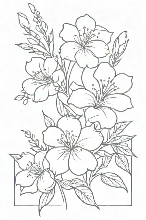 Birth Flower Bouquet Tattoo Fine Line