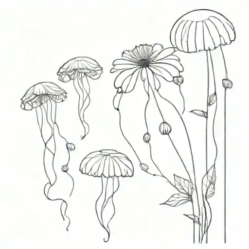 Jellyfish And Daisy Flowers