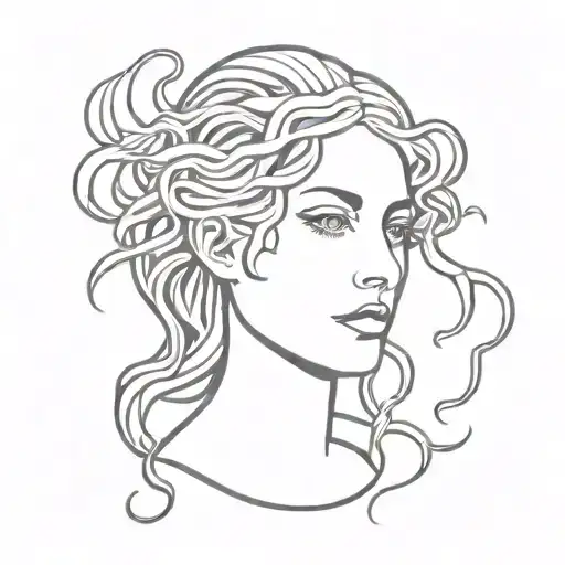 Simple Fine Line Medusa Head Looking