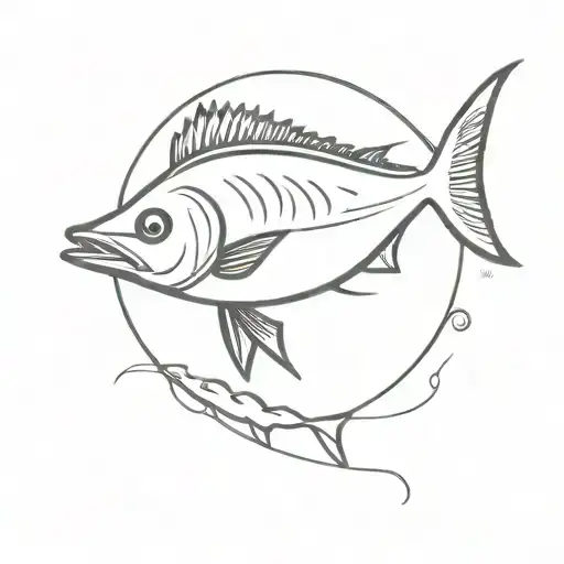 Simple Wahoo Fish In Circle Tattoo Design