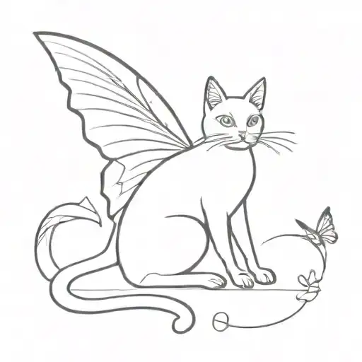 Black Cat With Butterfly Wings Spread Wide