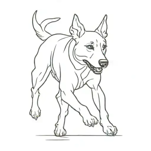 A Minimalist Silhouette Of A Dog Playing Sports