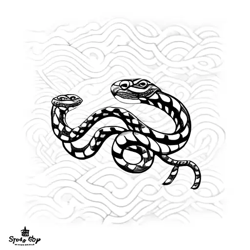 Snake With Blue And White Porcelain Design On Skin