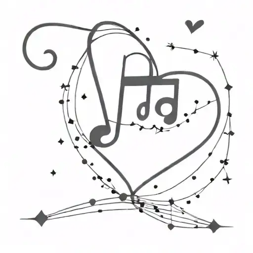 A Heart-shaped Constellation Made Of Stars With A Music Note In The Center