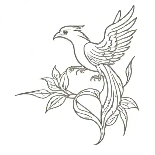 Minimalastic Phoenix Tattoo With Flower