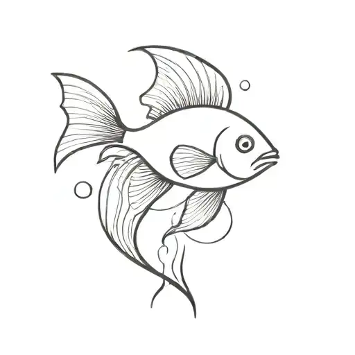 Fish Asthetic Line Art