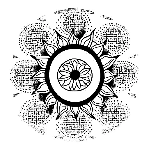 Sun Leaves Dots Abstract Artistic Simple Spiritual Mandala